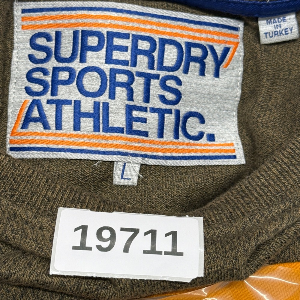 Superdry T-Shirt Mens Large Green Long Sleeve Sports Athletic Graphic Spellout - Picture 9 of 9